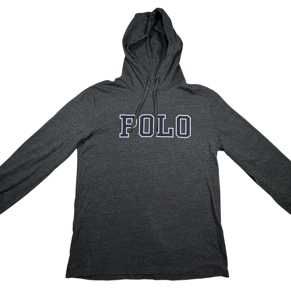 Polo Ralph Lauren Mens Small Gray Graphic Logo Long Sleeve T-Shirt Hoodie